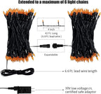 Orange LED Outdoor Halloween Lights, Halloween Decorations, 39 FT 100 LED Mini Lights with 8 Lighting Modes,Connectable String Light Plug in for Garden Patio Party Haunted House Ghost Holiday Decor