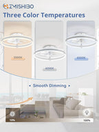 ZMISHIBO Ceiling Fans with Lights and Remote, 19.7'' Low Profile Ceiling Fan, 3000-6000K Dimmable Modern Flush Mount LED Fan Light, 6 Wind Speeds, White Fandelier Ceiling Fans for Bedroom