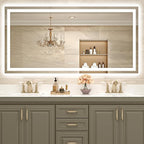USHOWER LED Bathroom Mirror 72x36 Inch Over Sink - Frameless Tempered Glass LED Backlit Lighted Mirror for Bathroom Vanity with Anti-Fog, 3 Colors Dimmable, Memory Function, Wall-Mounted