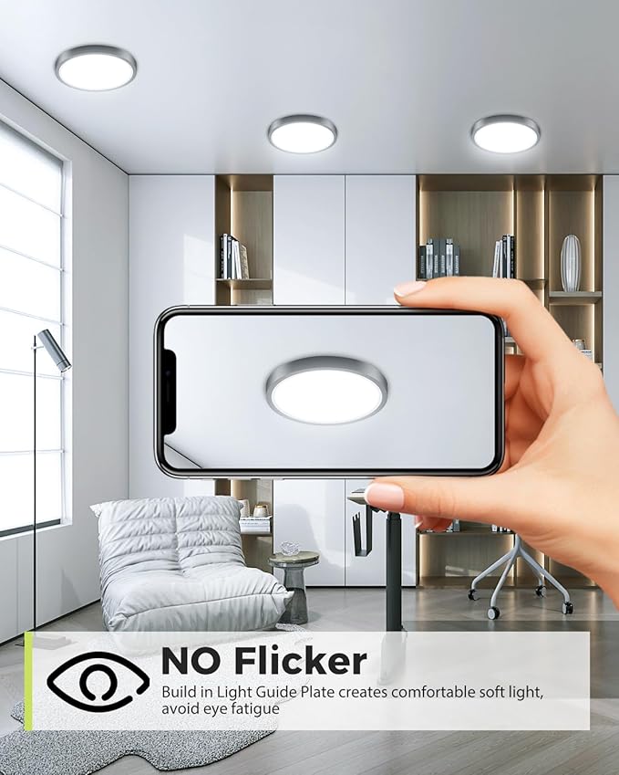 hepside 2Pack Dimmable Flush Mount Ceiling Light Fixture Black, 3CCT Selectable 3000/4000/6500K Ceiling Lamp, 7.5INCH 15W 1500LM Low Profile Light for Bedroom, Kitchen, Bathroom, Hallway