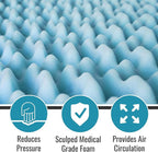 DMI Foam Mattress Topper, Egg Crate Foam Pad, Mattress Pad and Bed Topper for Support, Air Circulation, Pressure Relief and Weight Distribution, Full Size Mattress, 50 x 72 x 2, Blue