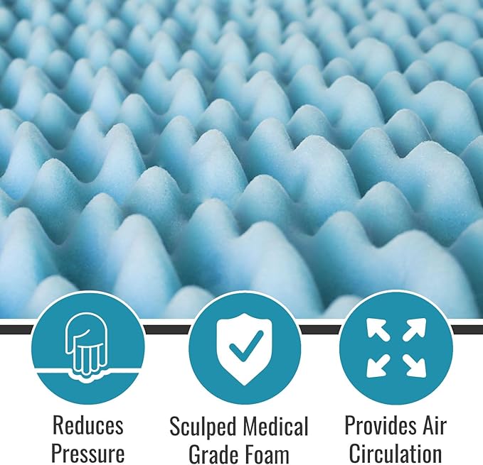 DMI Twin XL Mattress Topper Egg Crate Foam for Pressure Relief, Weight Distribution & Enhanced Airflow | Dorm Bed Mattress Topper 2 Inch - Improved Comfort & Alignment- Blue