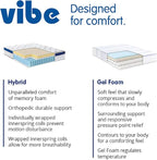 Vibe Quilted Hybrid Mattress, 12-Inch Innerspring and Pillow Top Gel Memory Foam Mattress, Fiberglass Free, CertiPUR-US Certified Bed in a Box, California King