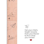 Headwaters Studio Wooden Growth Chart for Wall- Wood Height Chart for Kids Child Height Wall Chart Wood Growth Chart for Kids, Height Wall Chart Height Measurement-Paper Airplanes-Natural-63" x 6.7"