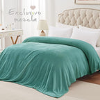 Exclusivo Mezcla Fleece Blanket King Size for Bed, Super Soft and Warm, All Season Use, Cozy, Plush, Lightweight, 90x104 Inches, Celadon
