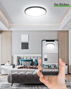 zemty 16.5 Inch LED Ceiling Light Flush Mount, 36W 4200lm Super Slim Flush Mount Ceiling Light Fixtures, 3000K/4500K/6000K Selectable Ceiling Lamp for Bedroom Kitchen Living Room (Black)