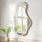 USHOWER Irregular Wall Mirror 26"x46", Frameless Asymmetrical Mirror, Modern Wall Mirrors Decorative for Bathroom, Bedroom, Living Room, Entryway, Cloakroom Renovation