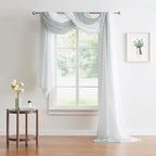 Warm Home Designs 24 Feet Long Grey Silver Sheer Window Scarf. These XXL Length Valance Scarves 54 X 288 Inches in Size. Great as Bed Canopy or Wedding Arch Draping Fabric. AM Silver 288"