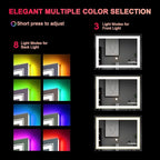 LED Mirror for Bathroom, 48"X36" with 8 RGB Backlit +3 Front Lit (Adjustable Individually), Anti-Fog, Large Lighted Bathroom Vanity Mirror for Wall,Shatterproof,Memory Function,Tempered Glass