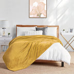 Walensee Fleece Blanket Plush Throw Fuzzy Lightweight (Queen Size 90x90 Honey Gold) Super Soft Microfiber Flannel Blankets for Couch, Bed, Sofa Ultra Luxurious Warm and Cozy for All Seasons