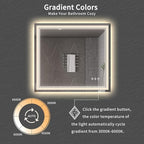 Bathroom Mirrors for Wall, 40x36 Inch Gradient Front and Backlight Lighted Mirror, 3 Colors Dimmable CRI>90 Double Lights, IP54 Enhanced Anti-Fog, Hanging Plates Wall Mount Smart Mirror