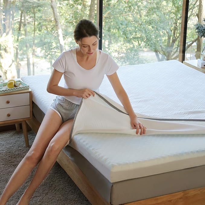 Novilla 2 Inch Gel Memory Foam Mattress Topper for Cool Fresh Sleep & Pressure Relieving, Soft Twin Mattress Topper with Breathable Bamboo Cover,Twin Size, Yozora
