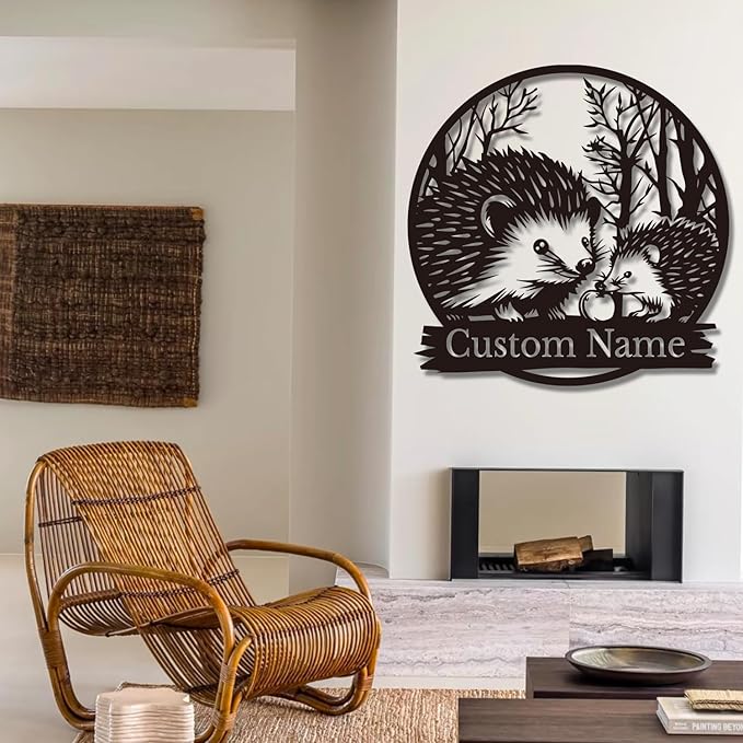 Custom Hedgehog Metal Sign, Personalized Hedgehog Metal Wall Art,Hedgehog Lovers Gift Metal Kid Room Decor,Personalized Hedgehog Lover Name Sign,Kid Nursery Decoration (Hedgehog C)