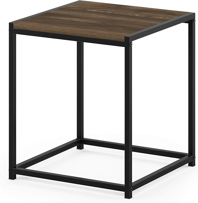 FURINNO Camnus Modern Living End Table, Columbia Walnut, 15.75 in x 15.75 in x 17.83 in