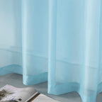 DUALIFE Sky Blue Voile Sheer Curtains Grommet,Look Semi Natural Light Flow Sheer Drapes,Elegant Solid Color Touch Soft Drapes, 52X84 Inch for Living Room Bedroom,Set of 2 Panels Baby Blue