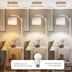 SUNMORY Floor Lamp with Table, End Table for Living Room with Lamp, Shelves Side Table with Charging Station(USB & AC Port), 3 Color Temperature LED Bulb, Modern Nightstand Lamp for Bedroom, Office