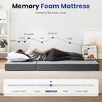 Foldable Mattress Queen 6 inch -Portable Grey Memory Foam Folding Matress with Washable Cover for Camping Travel Guest Room Home Use-Non-Slip&Easy Storage