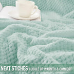 Exclusivo Mezcla Fleece Bed Blanket Twin Size, Super Soft and Warm Blankets for Couch, Sofa and Bed Waffle Textured, Cozy, Fuzzy and Lightweight (Mint Green, 60x80 inches)