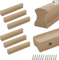 6Pcs Unfinished Beech Wood Solid Furniture Pulls Handles,Unpainted Paintable Wooden Handles Cupboard Closet Drawer Handle Pull,L5.12,HD 3.78"