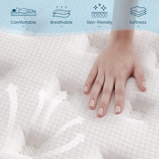 Queen Mattress, 14 Inch Memory Foam Hybrid Mattress for Pressure Relief, Motion Isolation