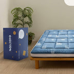 MAXYOYO Grey Cactus Pattern Queen Size Futon Mattress, Quilted Bed Mattress Topper, Extra Thick Folding Sleeping Pad, Breathable Floor Lounger, Guest Bed for Camping, Couch