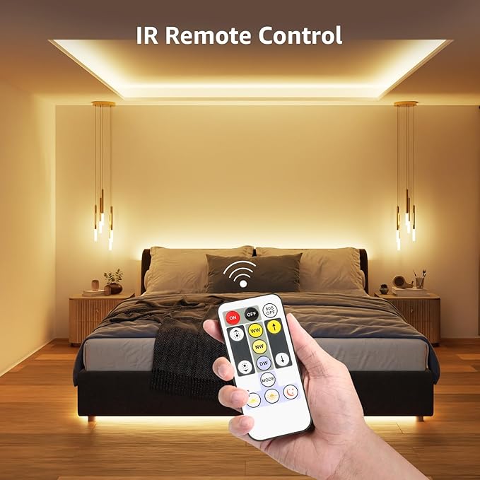 Lepro LED Tunable White Strip Light, Warm to Cool White,32.8ft Dimmable Bright LED Tape Lights, 600 LEDs 2835, Strong 3M Adhesive, Not Cuttable, Suitable for Christmas Decorations, Home, Bedroom