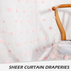 MYSKY HOME Pom Pom Sheer Curtains for Girls Bedroom Pink Curtains for Nursery 90 Inch Long Living Room Curtains 2 Panels Light Filtering Rod Pocket Semi Window Drapes 52 x 90 inch