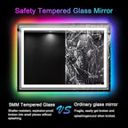LED Mirror for Bathroom, 40"X30" with 8 RGB Backlit +3 Front Lit (Adjustable Individually), Anti-Fog, Lighted Bathroom Vanity Mirror for Wall, Shatterproof, Memory Function, Tempered Glass