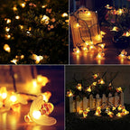 Solar Bee String Lights Outdoor 31FT 50 LED Honeybee Fairy Lights with 8 Lighting Modes, Waterproof Solar Bumble Bee for Patio Yard Garden Grass Wedding Christmas Party Decor, Warm White