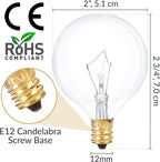 Simba Lighting Small Globe G16.5 Round Bulb 40W E12 Candelabra Base (10 Pack) for Chandelier, Ceiling Fan Light, Decorative Vanity Lights, Wall Sconce, Clear Glass 110V 120V, 2700K Warm White Dimmable