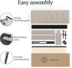 ZINUS Ibidun Upholstered Platform Bed Frame, Mattress Foundation, Wood Slat Support, No Box Spring Needed, Eco Friendly WonderBox (TM), Easy Assembly, Soft Beige, Queen