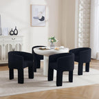 Modern Sherpa Barrel Dining Chairs Set of 8, Upholstered Boucle Dining Chairs Accent Chairs with Arms Comfy Makeup Vanity Chairs, Dining Living Room Kitchen Chairs, Black