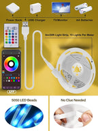 Led Lights for TV, 16.4ft TV Led Backlight 32-75 Inch, USB Led Light Strip with Remote, App Control, RGB Led Strip Lights Music Sync Color Changing Led Lights for Bedroom, Gaming Accessories