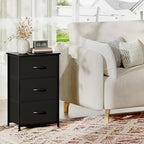 Somdot Dresser for Bedroom with 3 Drawers, Storage Organizer Chest of Drawers with Removable Fabric Bins for Closet Bedside Living Room Laundry Entryway Hallway, Black