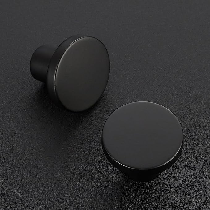 Ravinte 50 Pack Cabinet Knobs Black Kitchen Cabinet Knobs Round Dresser Drawer Pulls Closet Door Pulls 1-1/5 Inch