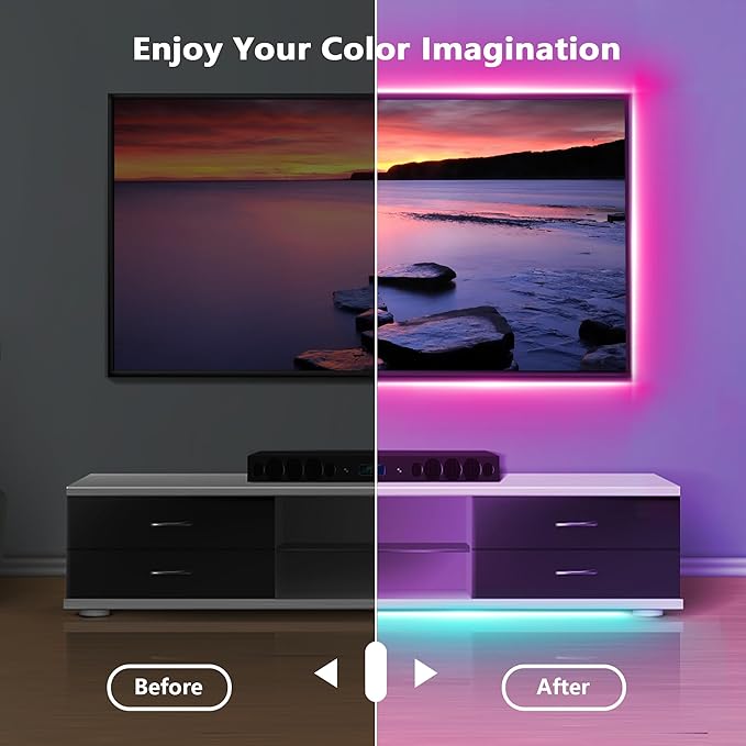Led Lights for Bedroom 65.6ft (1 Roll), Color Changing RGB Led Strip Lights with 60 Keys Remote and App Control, Music Sync Led Lights for Room Kitchen Party Home Decor