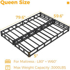 Split Queen Box Spring 5 Inch, Easy Assembly Bed Foundation, Heavy Duty Low Profile Metal Box Spring for Queen Bed with Fabric Cover, Noise Free