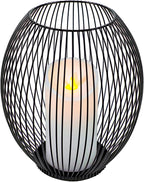 OLEEK Small Outdoor Candle Holders for Patio - Pillar Candle Holder - Black Wire Candle Holder for Table Centerpiece - Iron Lantern Decorative Candles - Farmhouse Decor Fireplace Metal Candle Holders