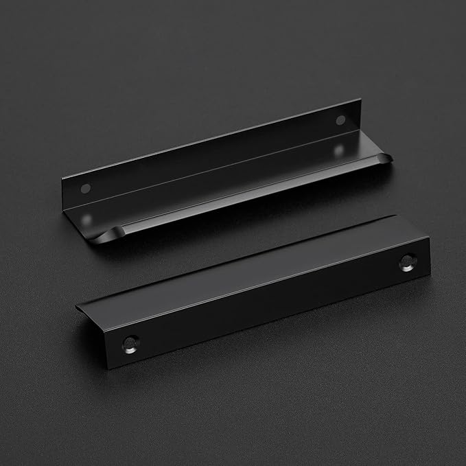 Ravinte Hardware 12 Pack Black Cabinet Handles, 5.9 Inch (150mm) Finger Edge Pulls, 5 Inch Hole Center, Finger Pulls for Cabinets
