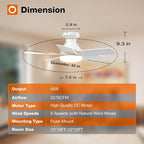 addlon Ceiling Fans with Lights, 32inch Low Profile Ceiling Fan with Light and Remote Control, Flush Mount, Reversible, 3CCT, Dimmable, Quiet, White Small Ceiling Fan for Bedroom Indoor/Outdoor Use