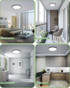 zemty 12 Inch Black Ceiling Light - 28W 3200lm LED Ceiling Light Flushmount, 3 Color Temperature in One 3000k/4500k/6000K Modern Ceiling Lamp for Bedroom Kitchen DiningRoom - 2Pack