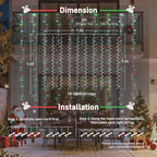 JMEXSUSS 300LED Red White and Green Christmas Curtain Lights with Remote, Indoor Christmas String Lights Plug in, Hanging Twinkle Lights for Bedroom Window Wall Yard Outdoor Xmas Decor, 9.8x9.8ft