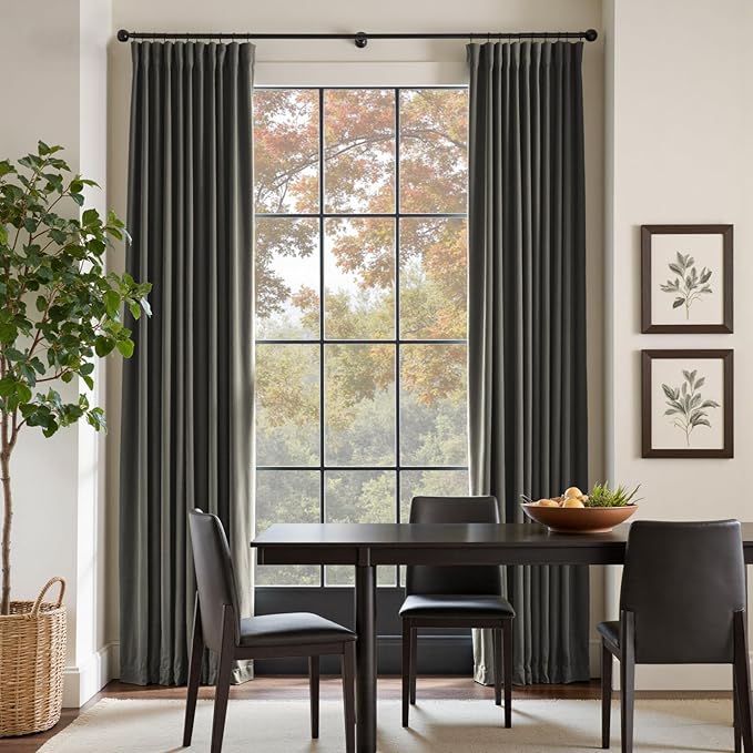 Lazzzy Velvet Blackout Curtains Thermal Insulated Room Window Drapes Super Soft Luxury Curtains for Living Room Bedroom Rod Pocket 2 Panels, Grey, 62" W x 90" L