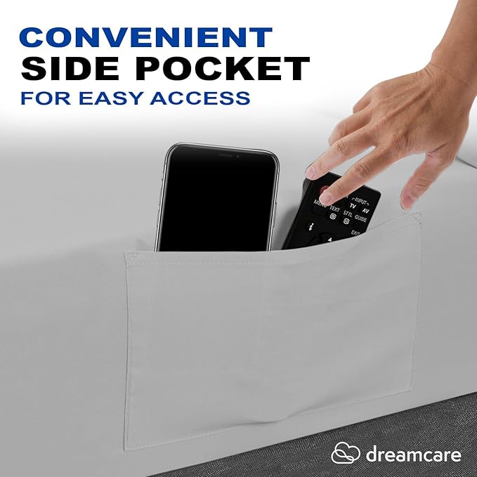 DREAMCARE Full Size Sheets - Cooling Bed Sheets - 4pcs Set - up to 15" Deep Pocket Full Sheet Set - Sheets Full Size Bed - Soft & Long Lasting 100% Fine Brushed Polyester with Side Pocket - White