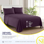 King Size Sheets - Breathable Luxury Bed Sheets with Full Elastic & Secure Corner Straps Built In - 1800 Supreme Collection Extra Soft Deep Pocket Bedding Set, Sheet Set, King, Purple