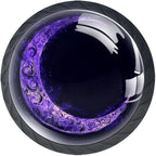 Purple Moon Art Pattern Cabinet Knobs, 35mm Round Glass Knobs for Dressers and Drawers, Decorative Handles Pulls for Home Kitchen Bedroom, 4 Pack