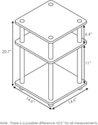 Furinno TURN-N-TUBE Side Table, 3-Tier End Table, Open Shelves Nightstand, Night Stand, Bedside Table, Easy Assembly, for Living Room, Bedroom, Columbia Walnut