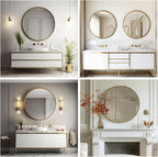 Gold Round Mirror, Circle Mirror 26 inch, Gold Circle Mirrors Metal Frame, Round Mirrors for Wall, Living Room, Bathroom, Entryway, Rustic.