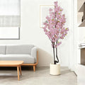 7FT Artificial Pink Cherry Tree,Lifelike Handmade Natural Fake Cherry Blossom Tree,Faux Realistic Sakura Tree,Perfect Decoration for Wedding,Home,Party,Festive