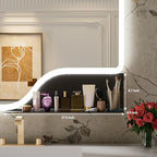 40"x 32" LED Bathroom Mirror with Shelf, Wall-Mounted Backlit Vanity Mirror with Lights, Smart Bathroom Mirror with 3 Colors, Anti-Fog, Stepless Dimmable, Memory (UL, ETL)